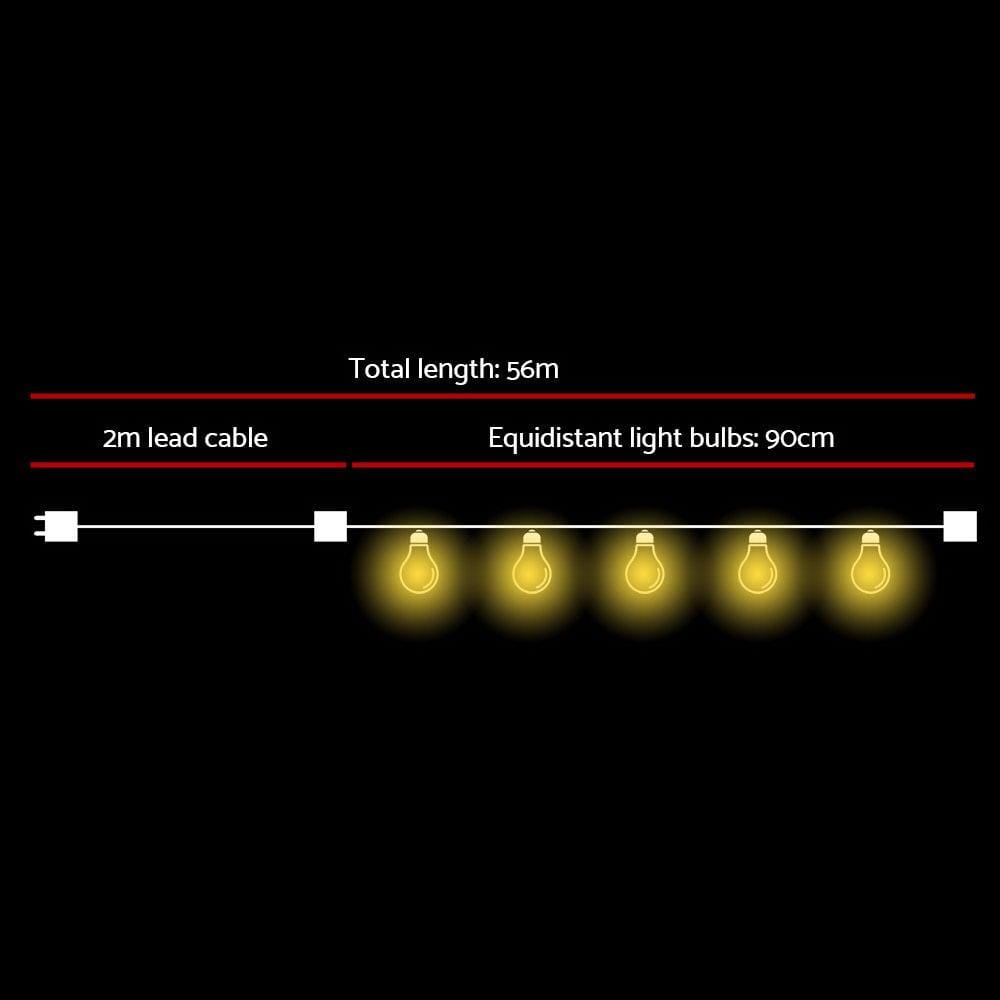 Big Bedding Australia Lamp Festoon String Lights Christmas Blubs Outdoor Wedding Party Garden 56m