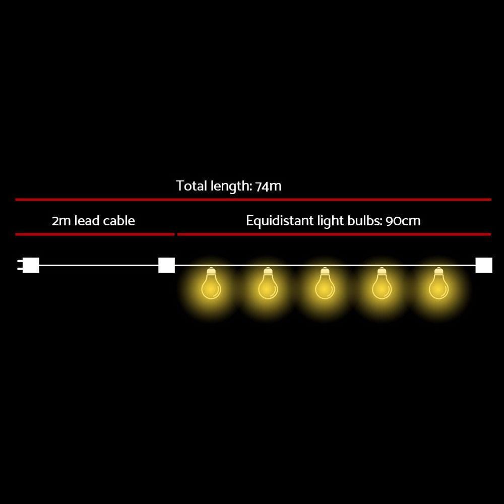 Big Bedding Australia Lamp Festoon String Lights Christmas Blubs Outdoor Wedding Party Garden 74m
