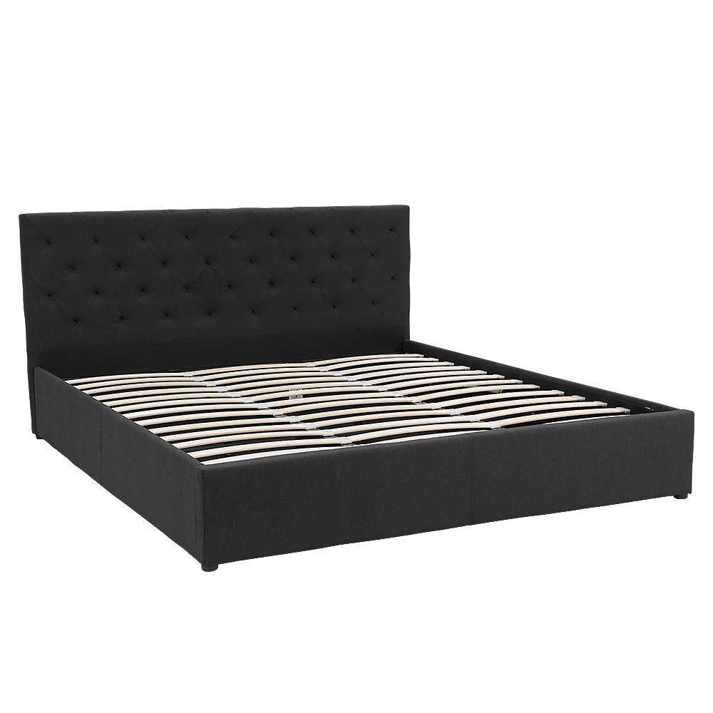 Big Bedding Australia Bedframe GAS LIFT BED FRAME WITH HEADBOARD - BLACK
