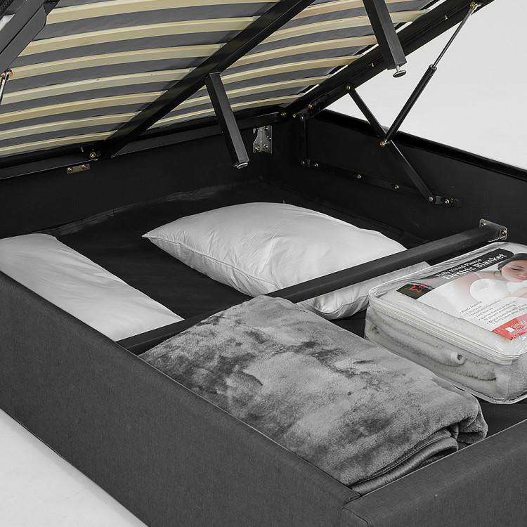 Big Bedding Australia Bedframe GAS LIFT BED FRAME WITH HEADBOARD -  DARK GREY
