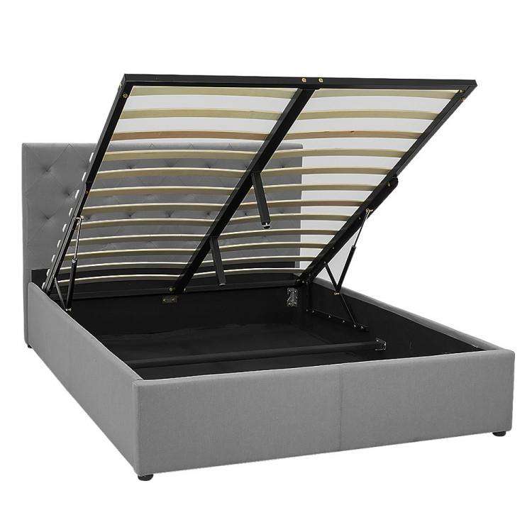 Big Bedding Australia Bedframe GAS LIFT BED FRAME WITH HEADBOARD -  DARK GREY