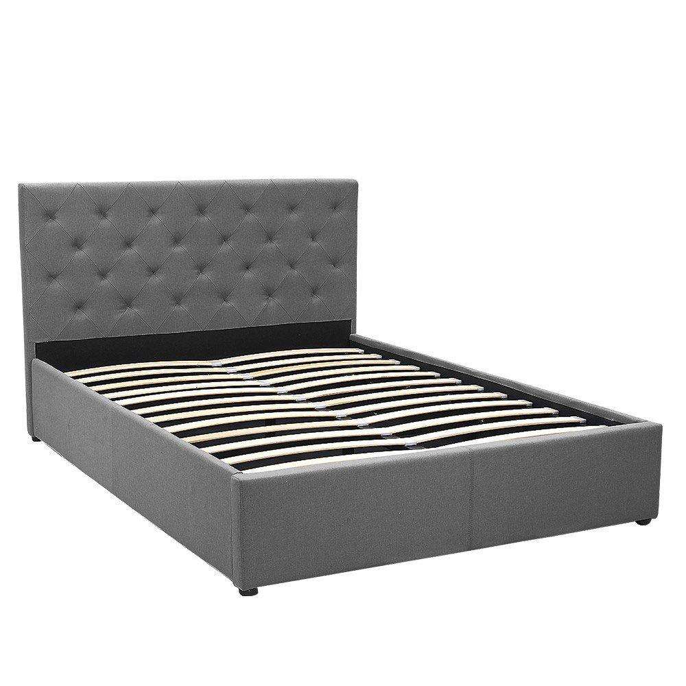 Big Bedding Australia Bedframe GAS LIFT BED FRAME WITH HEADBOARD -  DARK GREY