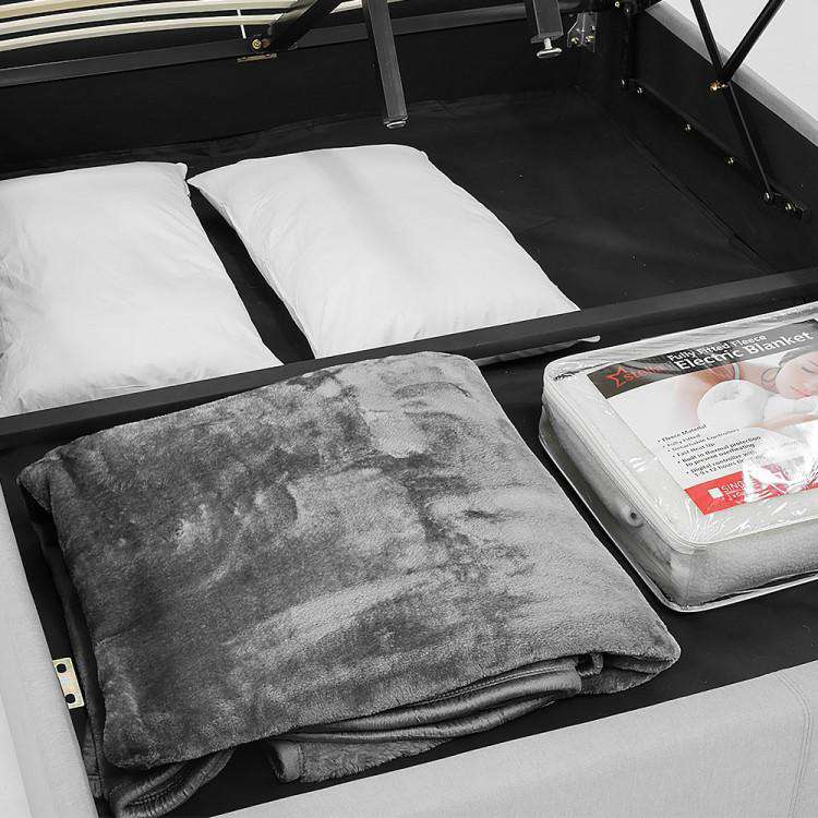 Big Bedding Australia Bedframe GAS LIFT BED FRAME WITH HEADBOARD -  GREY