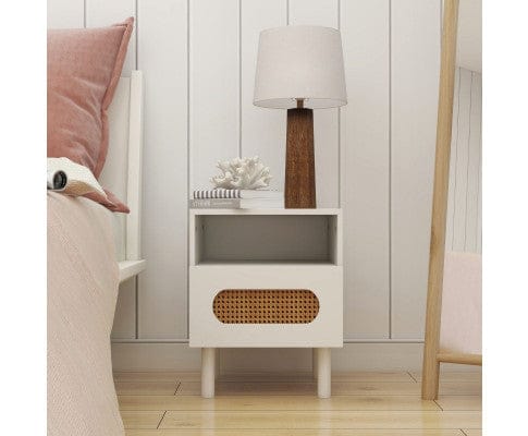 Big Bedding Australia Bedside Table Kailua Rattan Bedside Table in White