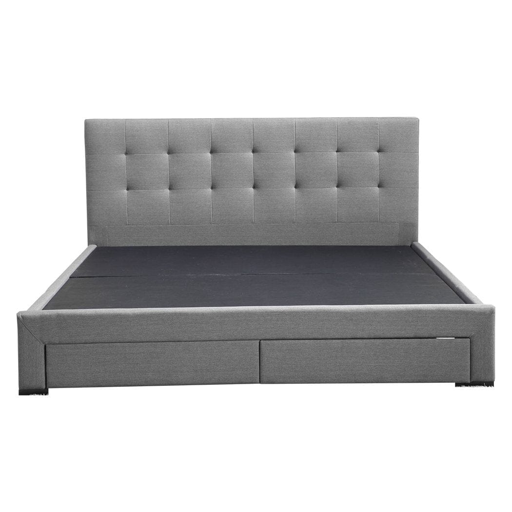 Big Bedding Australia Bedframe Levede Bed Frame Queen Fabric With Drawers Storage Wooden Mattress Grey