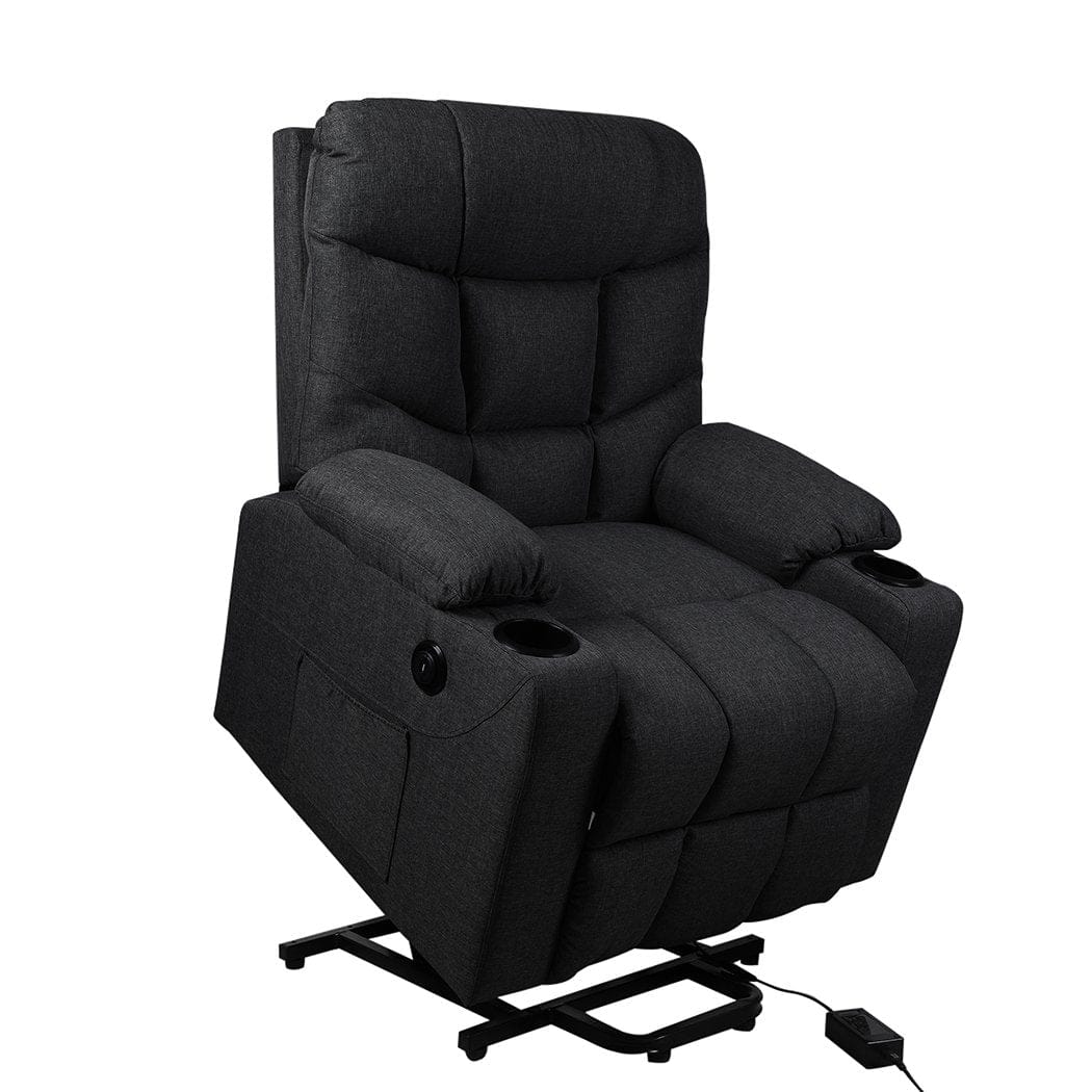 Big Bedding Australia Massage Chair Levede Recliner Chair Electric Lift Chair Armchair Lounge Fabric Sofa USB Charge