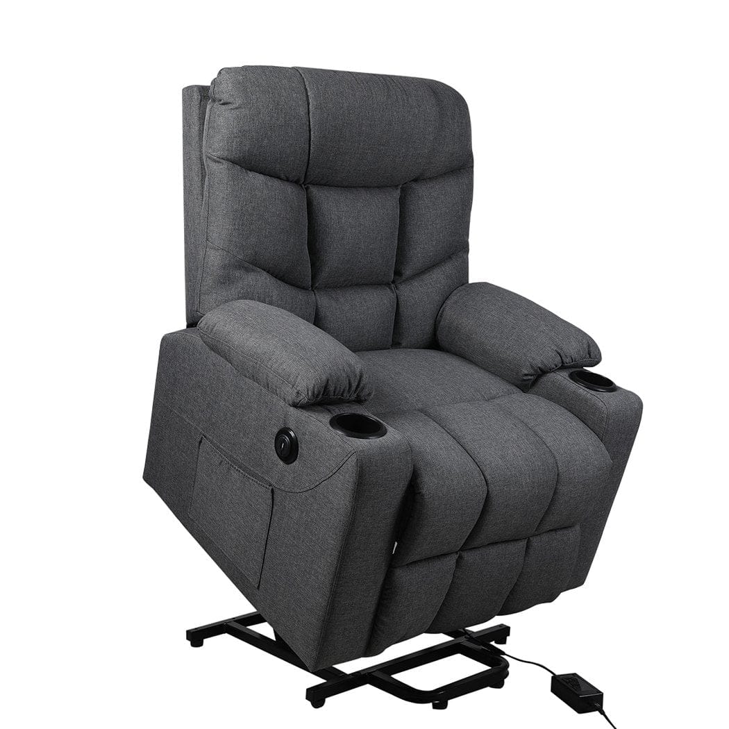 Big Bedding Australia Massage Chair Levede Recliner Chair Electric Lift Chairs Armchair Lounge Fabric Sofa USB Charge