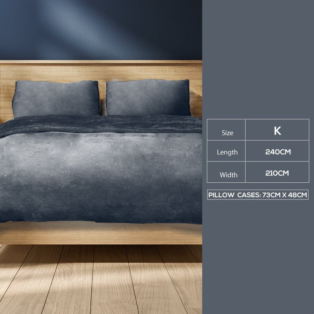 Big Bedding Australia Quilt Cover Luxury Flannel Quilt Cover with Pillowcase Dark Grey King