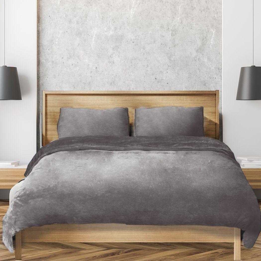 Big Bedding Australia Quilt Cover Luxury Flannel Quilt Cover with Pillowcase Silver Grey Queen