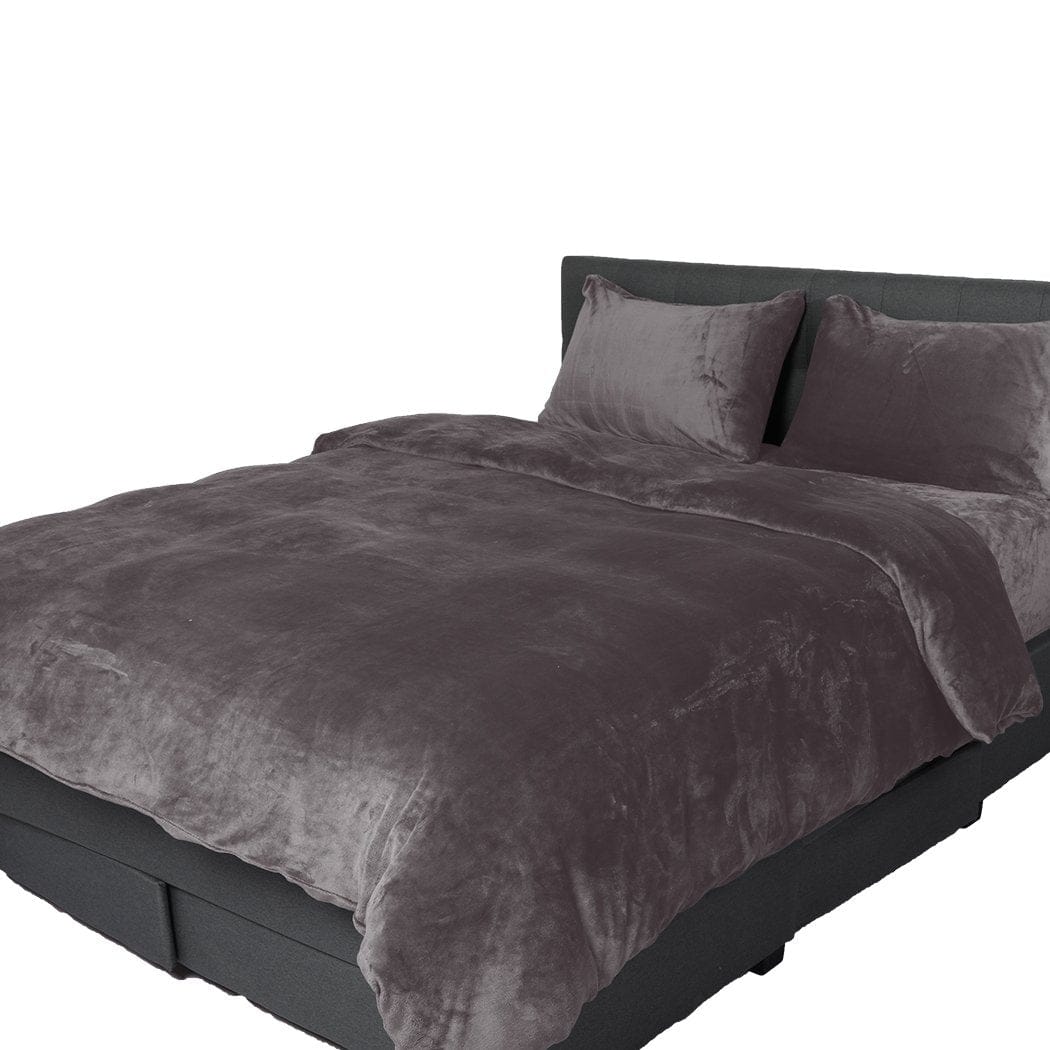 Big Bedding Australia Quilt Cover Luxury Flannel Quilt Cover with Pillowcase Silver Grey Queen
