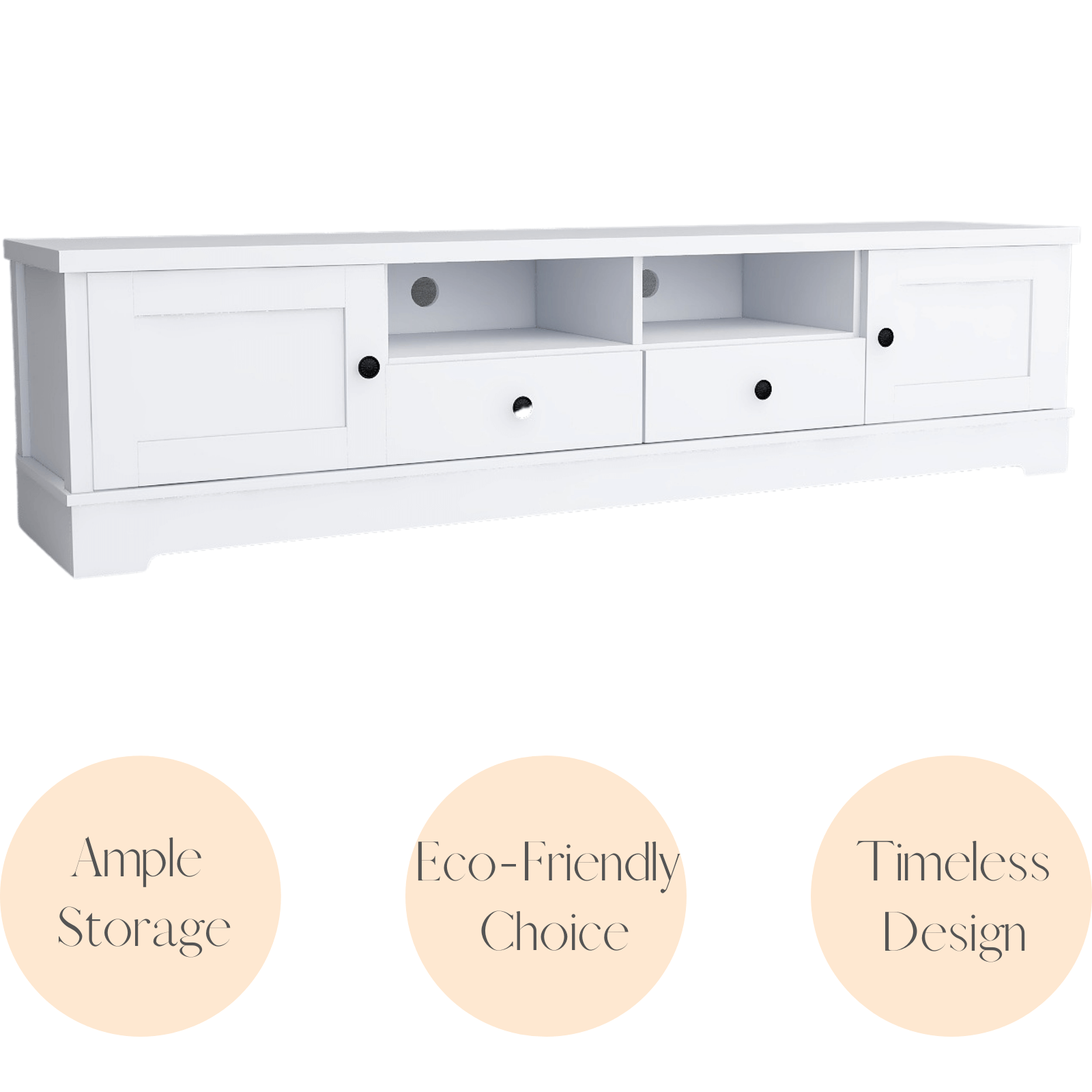 Big Bedding Australia TV Unit Margaux White Coastal Style 180cm Entertainment Unit