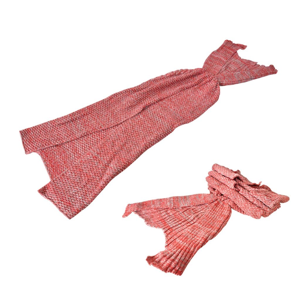Big Bedding Australia Blanket Mermaid Tail Crochet Blanket Sofa Rug Knit Handmade Soft Sleeping Bag Red