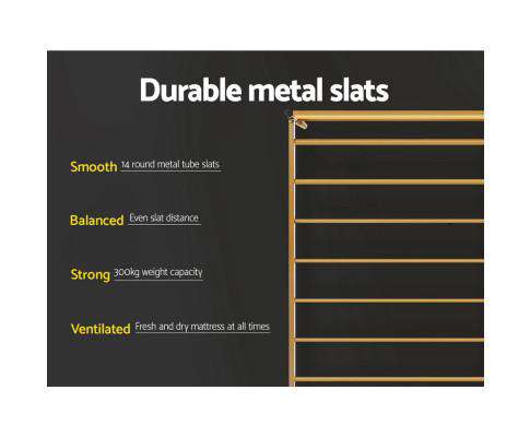 Big Bedding Australia Bedframe Metal Bed Frame Platform Foundation Wooden Gold Amor