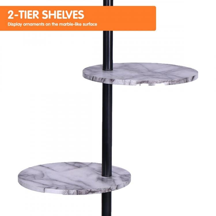 Big Bedding Australia Lamp METAL FLOOR LAMP SHADE BLACK POST IN MARBLE FINISH SHELVES