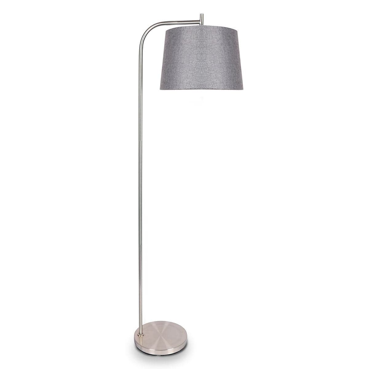 Big Bedding Australia Lamp METAL TASK FLOOR LAMP IN NICKEL FINISH WITH GREY LINEN FABRIC SHADE