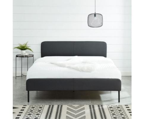 Big Bedding Australia Bedframe Modern Minimalist Charcoal Bed frame with Curved Head board