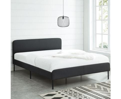 Big Bedding Australia Bedframe Modern Minimalist Charcoal Bed frame with Curved Head board