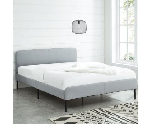 Big Bedding Australia Bedframe Modern Minimalist Stone Grey Bed frame with Curved Head board
