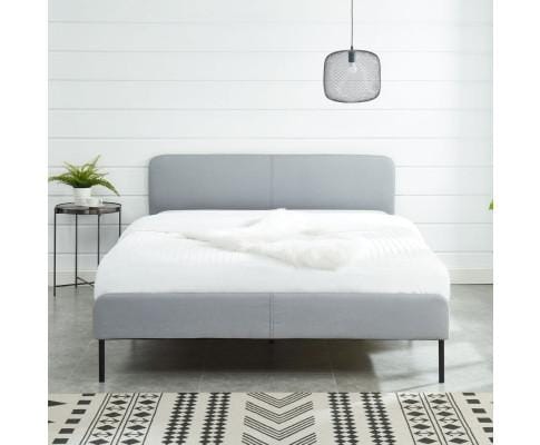 Big Bedding Australia Bedframe Modern Minimalist Stone Grey Bed frame with Curved Head board