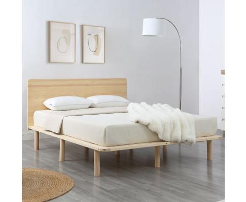 Big Bedding Australia Bedframe Natural Solid Wood Bed Frame Bed Base with Headboard