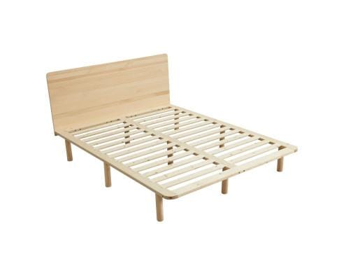 Big Bedding Australia Bedframe Natural Solid Wood Bed Frame Bed Base with Headboard