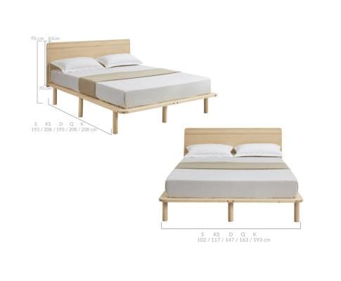 Big Bedding Australia Bedframe Natural Solid Wood Bed Frame Bed Base with Headboard