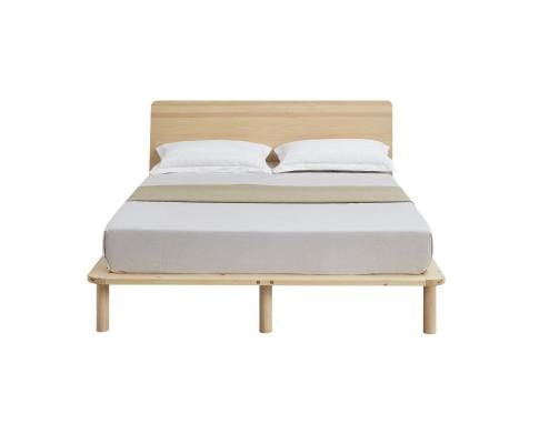 Big Bedding Australia Bedframe Natural Solid Wood Bed Frame Bed Base with Headboard