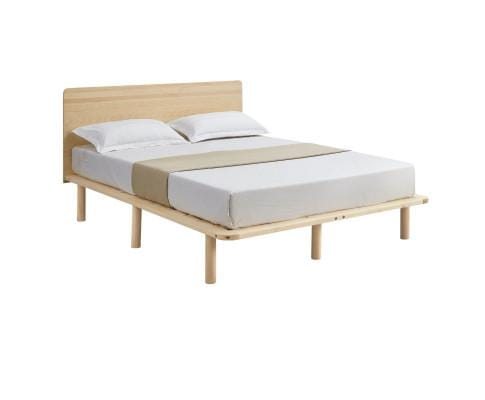 Big Bedding Australia Bedframe Natural Solid Wood Bed Frame Bed Base with Headboard