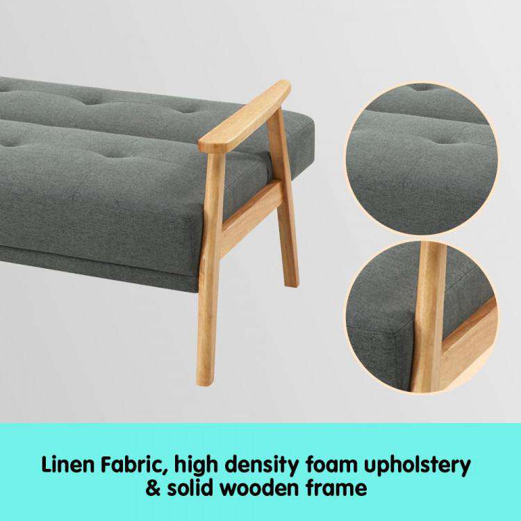 Big Bedding Australia Sofa THREE SEATER LINEN FABRIC SOFA BED LOUNGE COUCH FUTON - LIGHT GREY