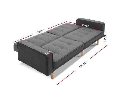 Big Bedding Australia Sofa Three Seater Tufted Plush Sofa - Dark Grey