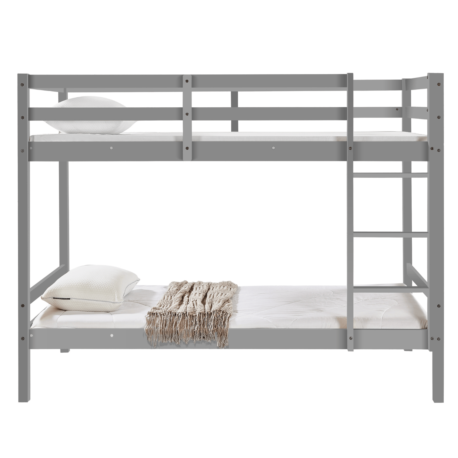 Big Bedding Australia Bedframe Tracey Solid Pinewood Kids' Single Bunk Bed Dark Grey