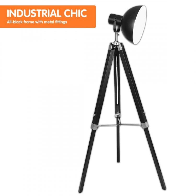 Big Bedding Australia Lamp TRIPOD FLOOR SPOT LAMP READING LIGHT ADJUSTABLE HEIGHT METAL BLACK