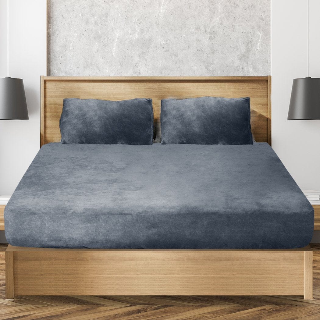 Big Bedding Australia Bed Sheets Ultra Soft Fitted Bedsheet with Pillowcase Double Size Dark Grey
