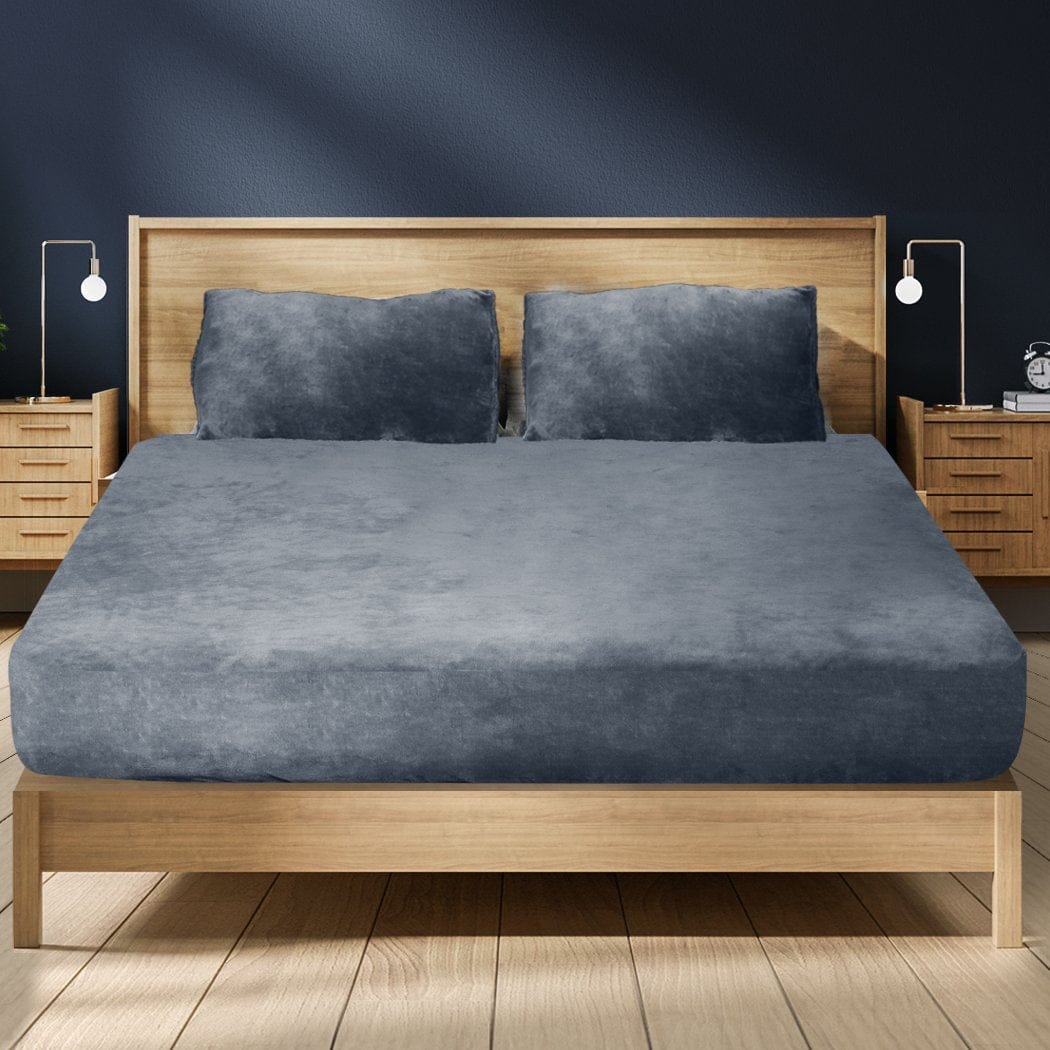 Big Bedding Australia Bed Sheets Ultra Soft Fitted Bedsheet with Pillowcase Double Size Dark Grey