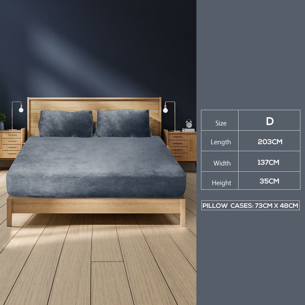 Big Bedding Australia Bed Sheets Ultra Soft Fitted Bedsheet with Pillowcase Double Size Dark Grey