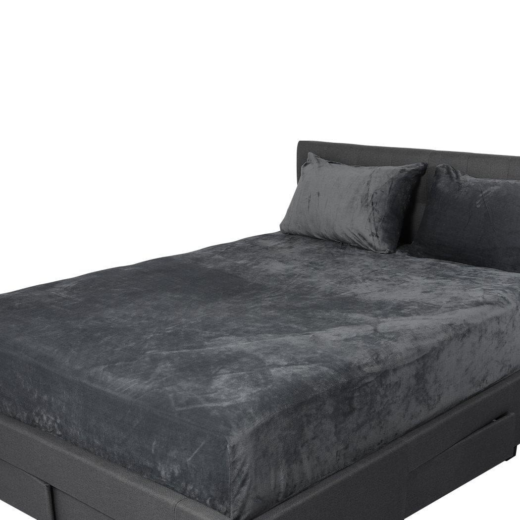Big Bedding Australia Bed Sheets Ultra Soft Fitted Bedsheet with Pillowcase Double Size Dark Grey