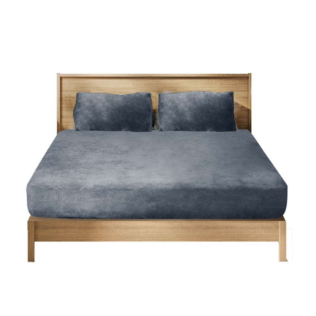 Big Bedding Australia Bed Sheets Ultra Soft Fitted Bedsheet with Pillowcase Double Size Dark Grey