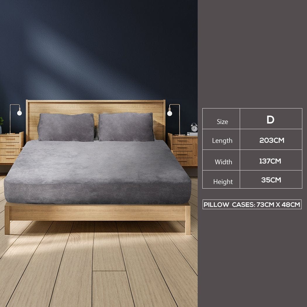 Big Bedding Australia Bed Sheets Ultra Soft Fitted Bedsheet with Pillowcase Double Size Silver Grey