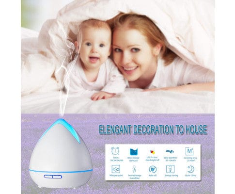 Big Bedding Australia Diffuser Ultrasonic Aromatherapy Diffuser Air Humidifier Purify 400ML - White