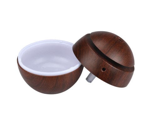 Big Bedding Australia Diffuser Ultrasonic USB Diffuser with 10 Aroma Oils Humidifier LED Light 130ml - Dark Wood