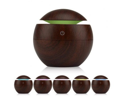 Big Bedding Australia Diffuser Ultrasonic USB Diffuser with 10 Aroma Oils Humidifier LED Light 130ml - Dark Wood
