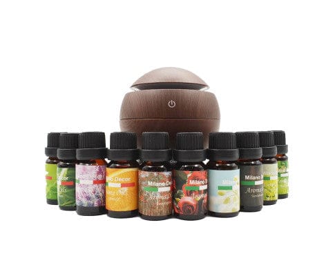 Big Bedding Australia Diffuser Ultrasonic USB Diffuser with 10 Aroma Oils Humidifier LED Light 130ml - Dark Wood