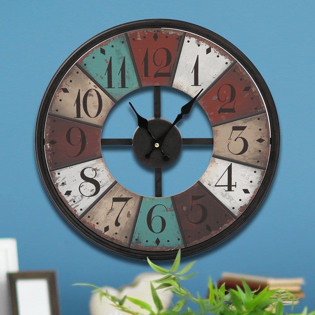 Big Bedding Australia Clock Vintage Chic Wooden Shabby Large Wall Clock Art Round Oversized Digital French