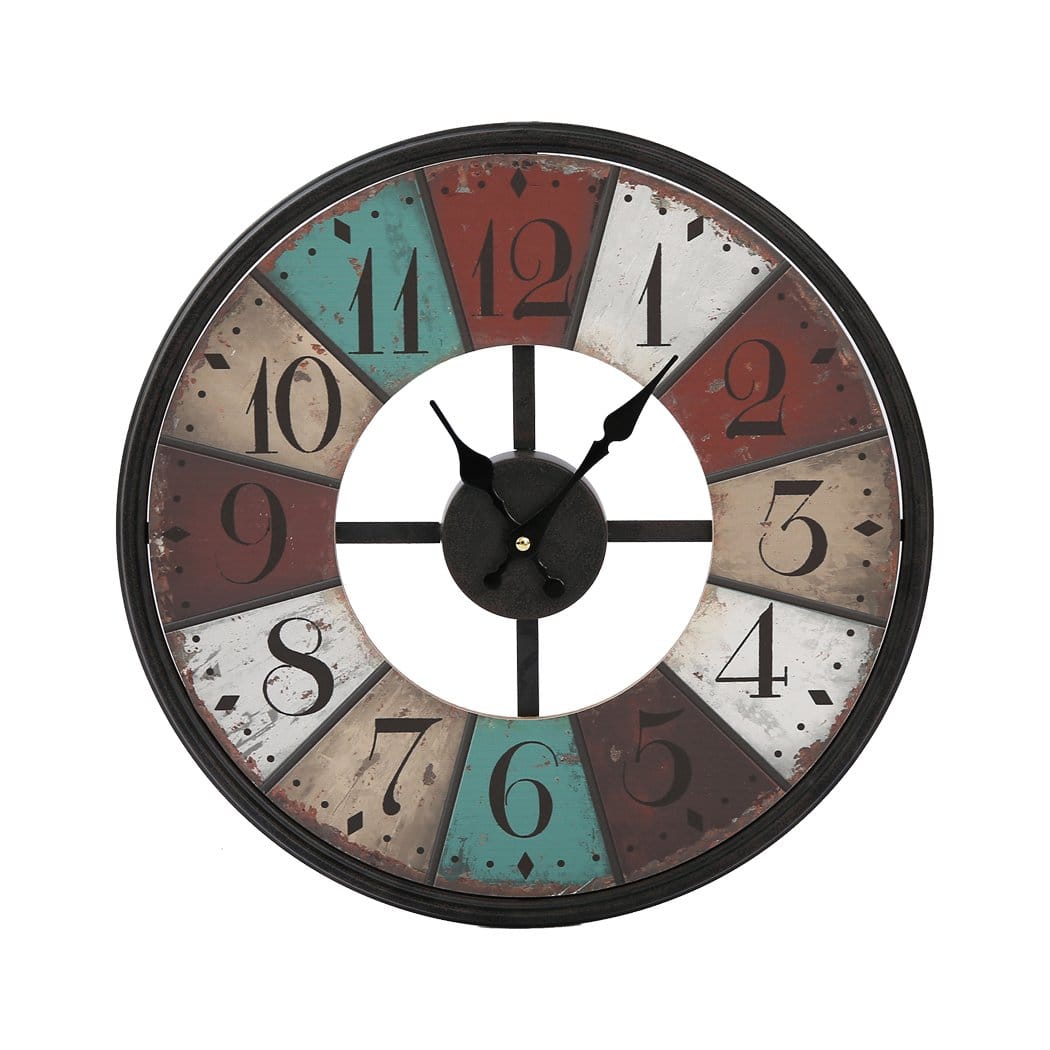 Big Bedding Australia Clock Vintage Chic Wooden Shabby Large Wall Clock Art Round Oversized Digital French