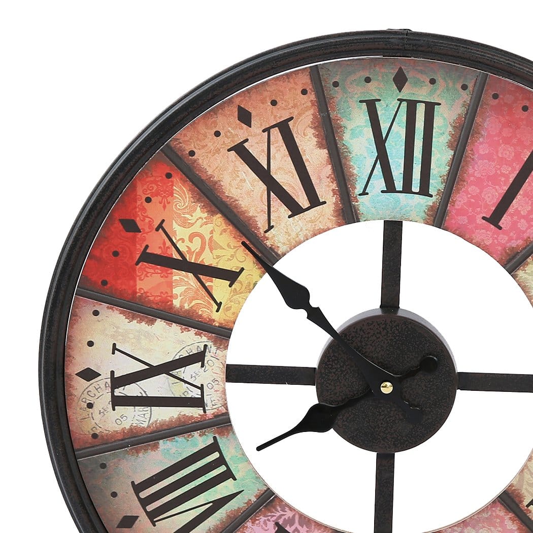 Big Bedding Australia Clock Vintage Chic Wooden Shabby Large Wall Clock Art Round Oversized Digital French