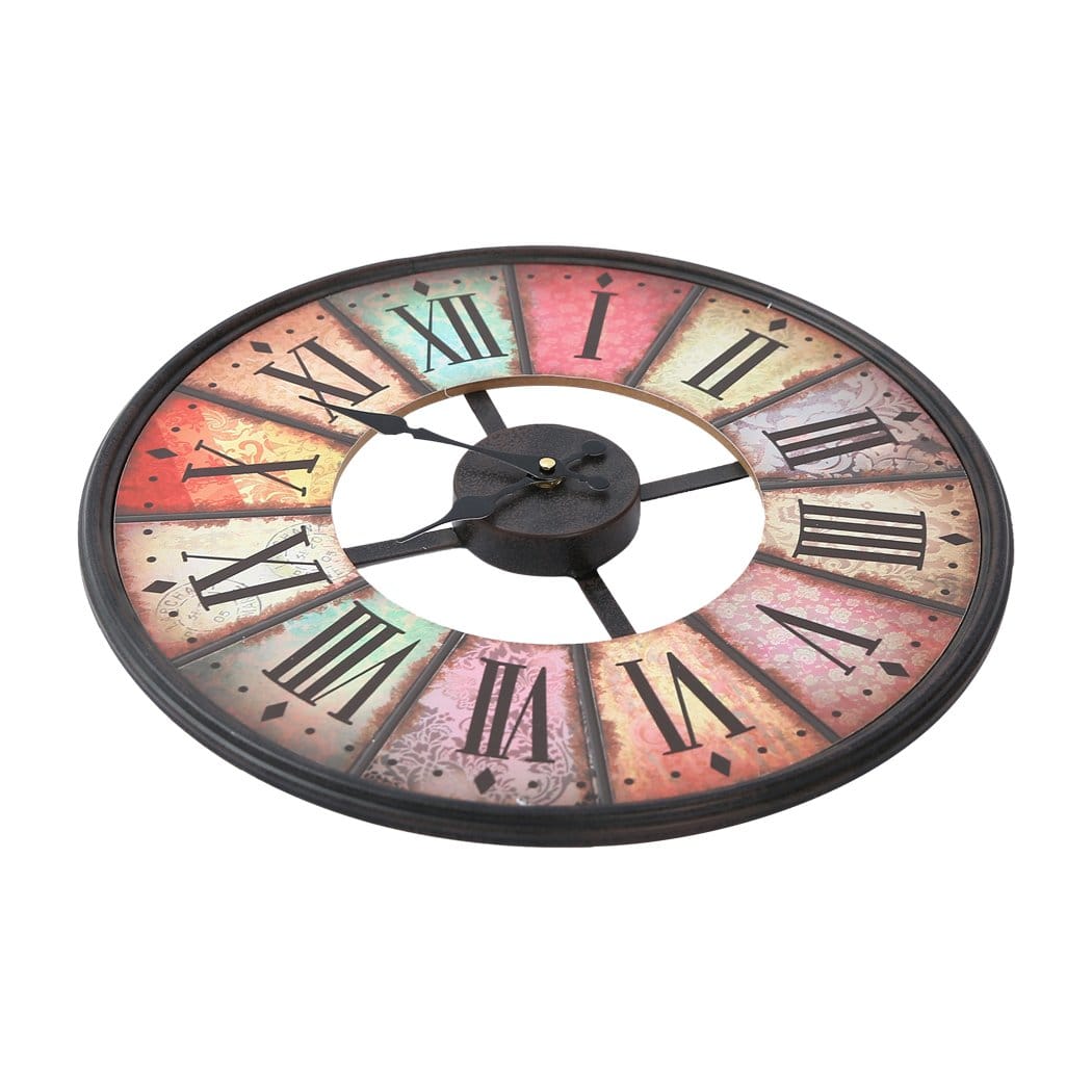 Big Bedding Australia Clock Vintage Chic Wooden Shabby Large Wall Clock Art Round Oversized Digital French