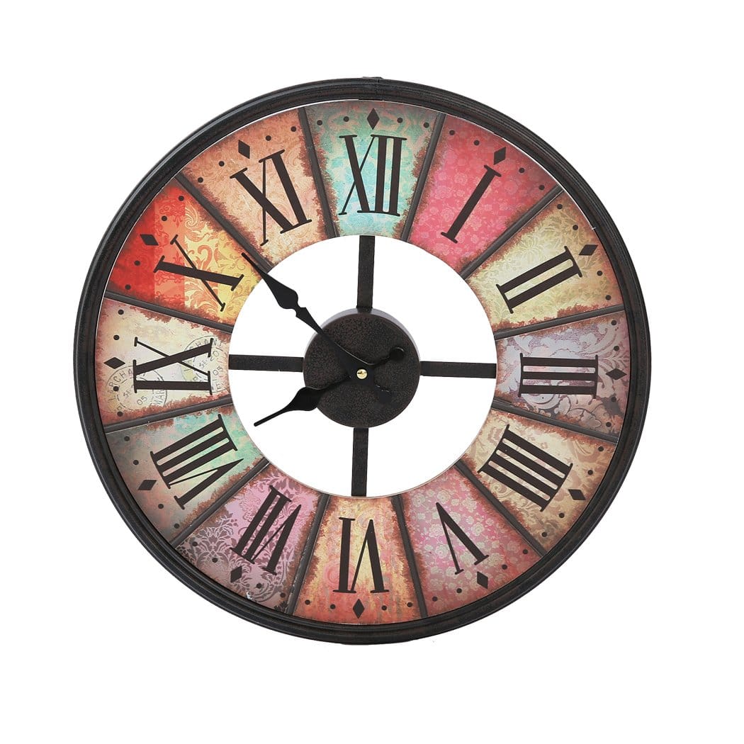 Big Bedding Australia Clock Vintage Chic Wooden Shabby Large Wall Clock Art Round Oversized Digital French