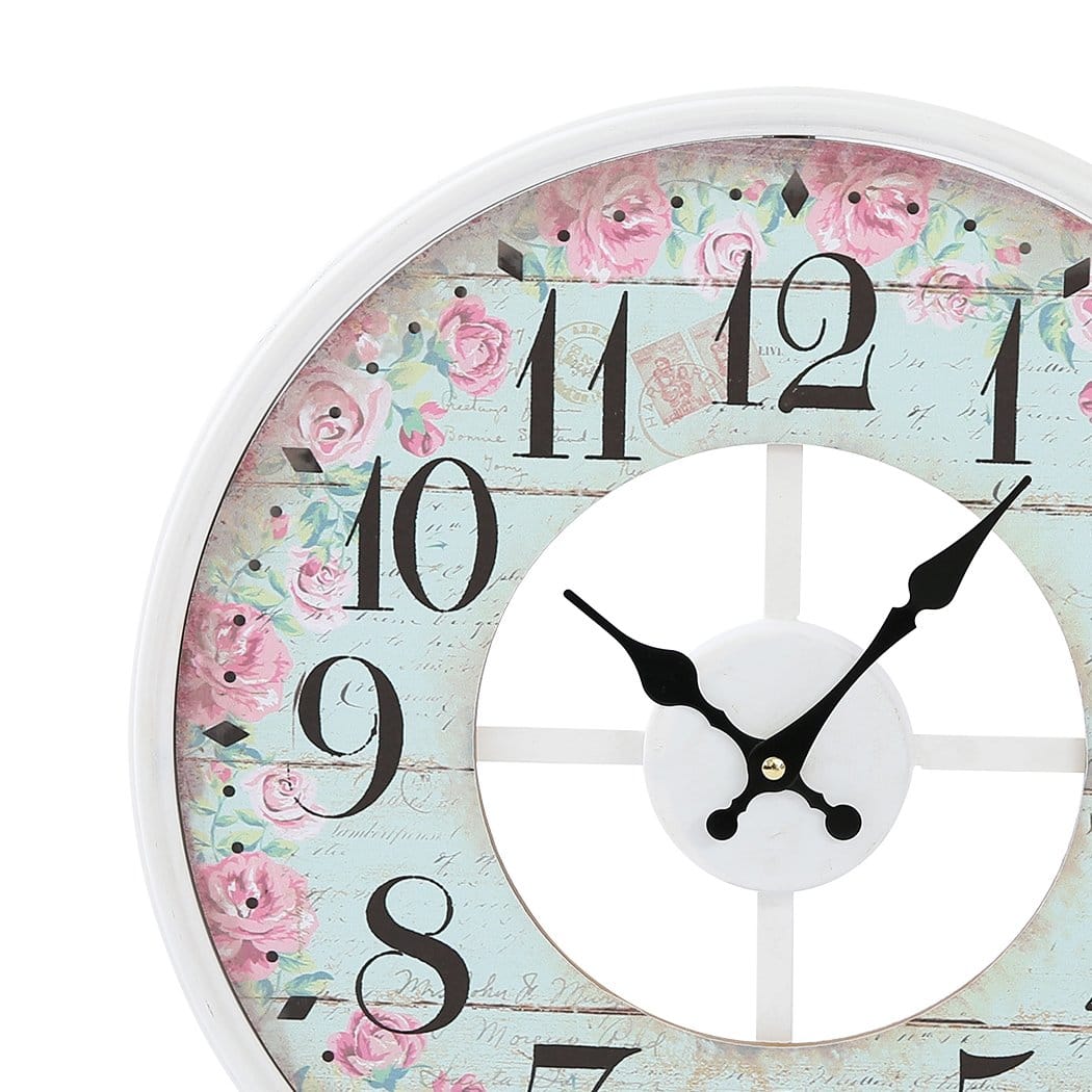 Big Bedding Australia Clock Vintage Chic Wooden Shabby Large Wall Clock Art Round Oversized Digital French