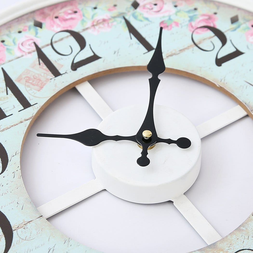 Big Bedding Australia Clock Vintage Chic Wooden Shabby Large Wall Clock Art Round Oversized Digital French