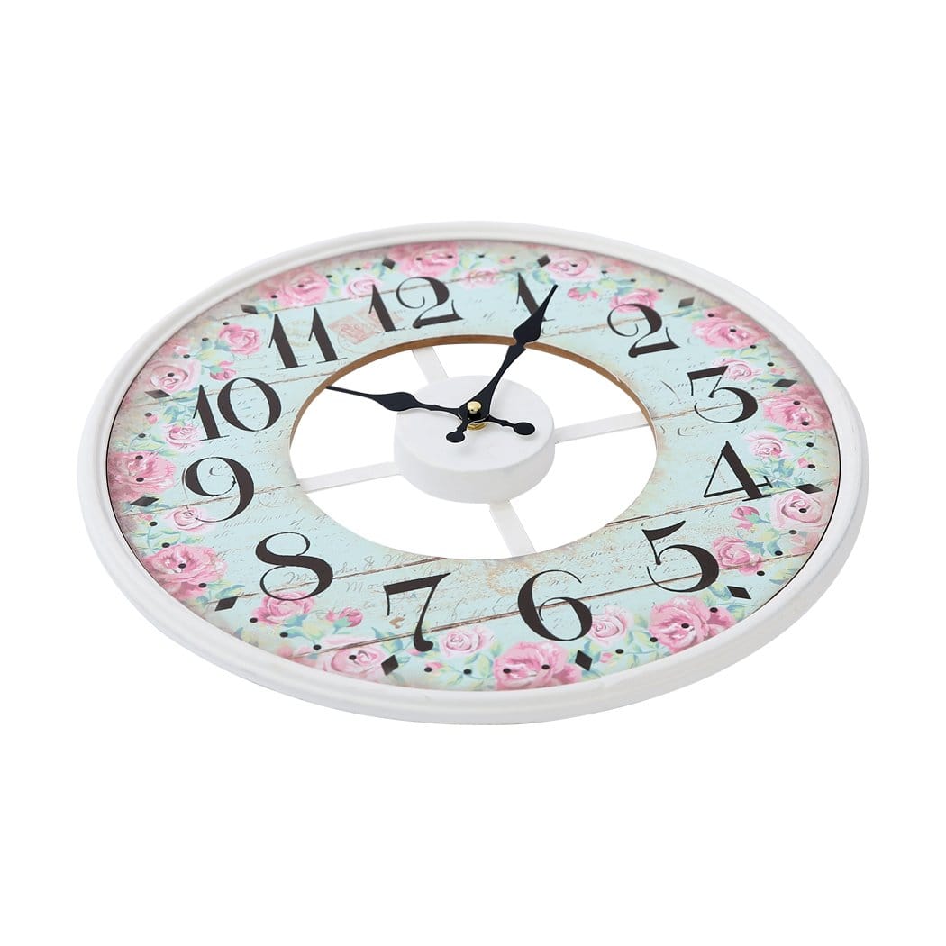 Big Bedding Australia Clock Vintage Chic Wooden Shabby Large Wall Clock Art Round Oversized Digital French